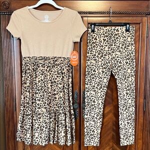 Wonder Nation Tan/Leopard Dress and Leggings